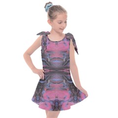 Grey Pink Module  Kids  Tie Up Tunic Dress by kaleidomarblingart