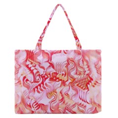 Cherry Blossom Cascades Abstract Floral Pattern Pink White  Zipper Medium Tote Bag by CrypticFragmentsDesign