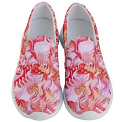 Cherry Blossom Cascades Abstract Floral Pattern Pink White  Men s Lightweight Slip Ons by CrypticFragmentsDesign