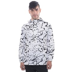 Black And White Grunge Abstract Print Men s Front Pocket Pullover Windbreaker by dflcprintsclothing