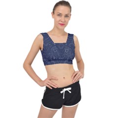 Blue Topography V-back Sports Bra by goljakoff