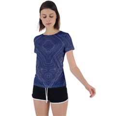 Blue Topography Back Circle Cutout Sports Tee by goljakoff