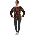 Folk floral pattern. Abstract flowers surface design. Seamless pattern Off Shoulder Long Sleeve Velour Top View2