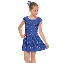 Branches With Peach Flowers Kids  Cap Sleeve Dress by SychEva