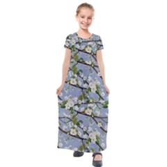 Pear Branch With Flowers Kids  Short Sleeve Maxi Dress by SychEva