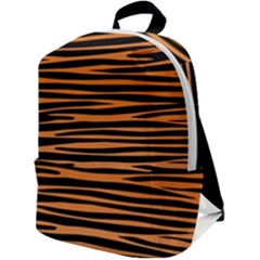Tiger Stripes, Black And Orange, Asymmetric Lines, Wildlife Pattern Zip Up Backpack by Casemiro
