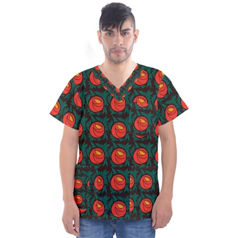 Rose Ornament Men s V-neck Scrub Top by SychEva