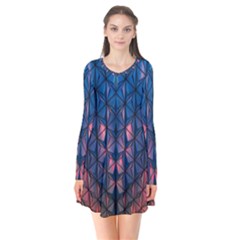 Abstract3 Long Sleeve V-neck Flare Dress by LW323