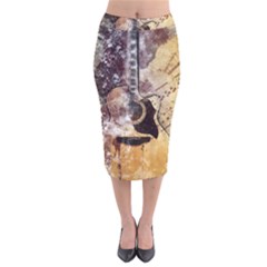 Guitar Velvet Midi Pencil Skirt by LW323