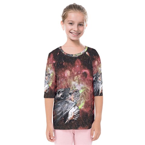 Space Kids  Quarter Sleeve Raglan Tee by LW323