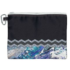 Blue Ocean Minimal Liquid Painting Canvas Cosmetic Bag (xxl) by gloriasanchez