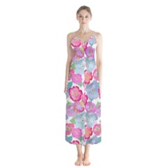 Bright, Joyful Flowers Button Up Chiffon Maxi Dress by SychEva