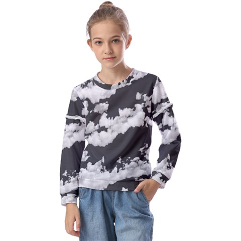 Cumulus Abstract Design Kids  Long Sleeve Tee With Frill  by dflcprintsclothing