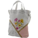 Minimal Peach Gold Floral Marble A Canvas Messenger Bag View1