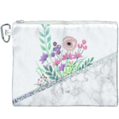 Minimal Silver Floral Marble A Canvas Cosmetic Bag (xxxl) by gloriasanchez