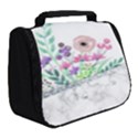 Minimal Silver Floral Marble A Full Print Travel Pouch (Small) View2