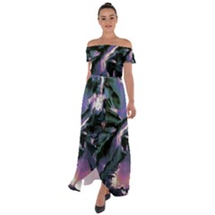 Abstract Wannabe Off Shoulder Open Front Chiffon Dress by MRNStudios