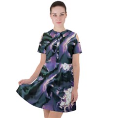 Abstract Wannabe Short Sleeve Shoulder Cut Out Dress  by MRNStudios