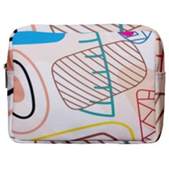 Pastel Abstract Pattern With Beige, Coffee Color Strap Make Up Pouch (large) by Casemiro