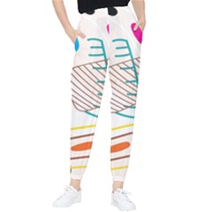 Pastel Abstract Pattern With Beige, Coffee Color Strap Tapered Pants by Casemiro