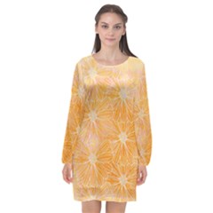 Flowers Pattern Orange Yellow Long Sleeve Chiffon Shift Dress  by alllovelyideas