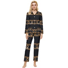 Pattern Geometric Gold Black Womens  Long Sleeve Pocket Pajamas Set by alllovelyideas