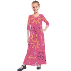 Pattern Mystic Color Kids  Quarter Sleeve Maxi Dress by alllovelyideas