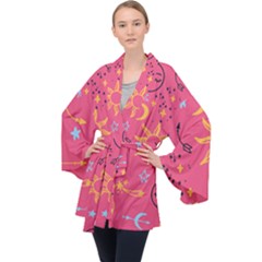 Pattern Mystic Color Long Sleeve Velvet Kimono  by alllovelyideas