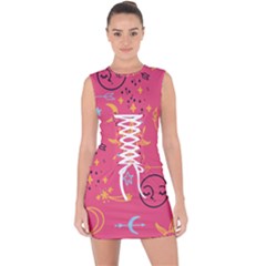 Pattern Mystic Color Lace Up Front Bodycon Dress by alllovelyideas