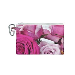 Magenta Roses Canvas Cosmetic Bag (small) by kaleidomarblingart