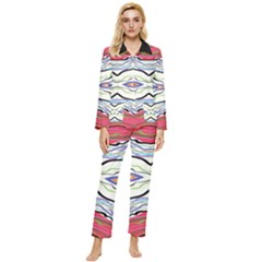 Bohemian Colorful Pattern B Womens  Long Sleeve Pocket Pajamas Set by gloriasanchez