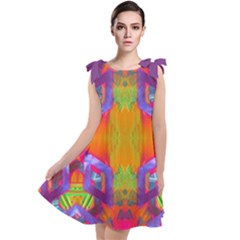 Glitch Futuristic Punk  Tie Up Tunic Dress by gloriasanchez