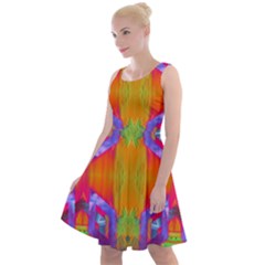 Glitch Futuristic Punk  Knee Length Skater Dress by gloriasanchez