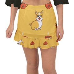 Corgi And Coffee Fishtail Mini Chiffon Skirt by Bigfootshirtshop