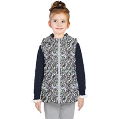 Intricate Textured Ornate Pattern Design Kids  Hooded Puffer Vest by dflcprintsclothing