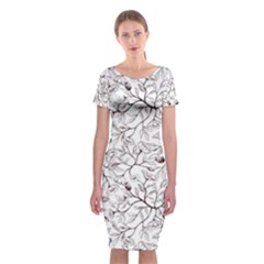 Pencil Flowers Seamless Pattern Classic Short Sleeve Midi Dress by SychEva