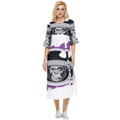 Purple Spacemonkey Double Cuff Midi Dress by goljakoff