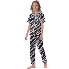 Galaxy Motion Black And White Print Kids  Satin Short Sleeve Pajamas Set by dflcprintsclothing