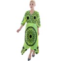 Green Grid Cute Flower Mandala Quarter Sleeve Wrap Front Maxi Dress View1