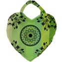 Green Grid Cute Flower Mandala Giant Heart Shaped Tote View1