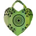 Green Grid Cute Flower Mandala Giant Heart Shaped Tote View2