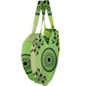 Green Grid Cute Flower Mandala Giant Heart Shaped Tote View4