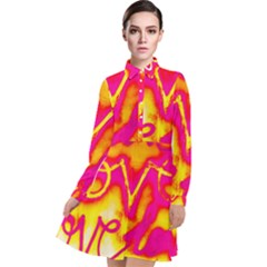 Pop Art Love Graffiti Long Sleeve Chiffon Shirt Dress by essentialimage365