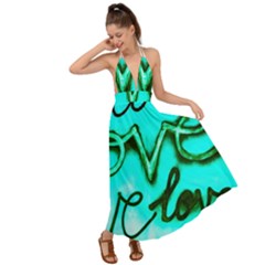  Graffiti Love Backless Maxi Beach Dress by essentialimage365