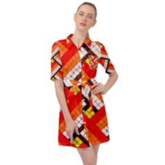 Pop Art Mosaic Belted Shirt Dress by essentialimage365