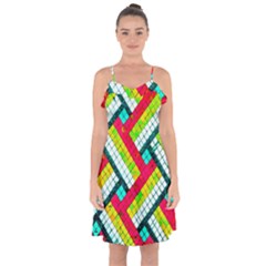 Pop Art Mosaic Ruffle Detail Chiffon Dress by essentialimage365