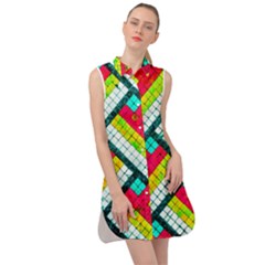 Pop Art Mosaic Sleeveless Shirt Dress by essentialimage365