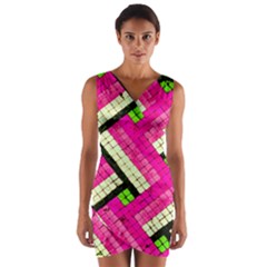 Pop Art Mosaic Wrap Front Bodycon Dress by essentialimage365