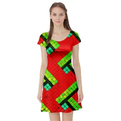 Pop Art Mosaic Short Sleeve Skater Dress by essentialimage365