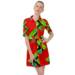 Pop Art Mosaic Belted Shirt Dress by essentialimage365